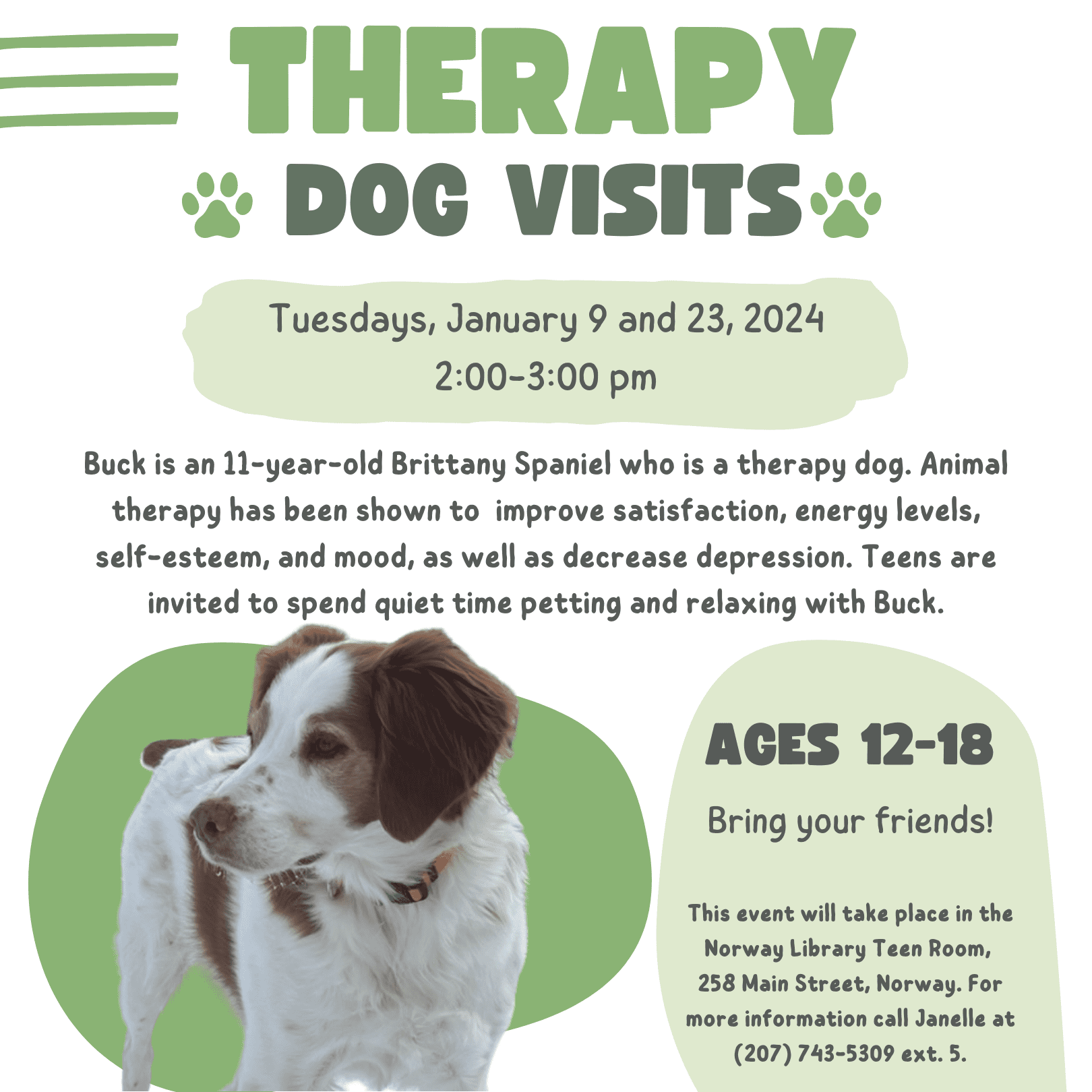 Therapy dog orders visits